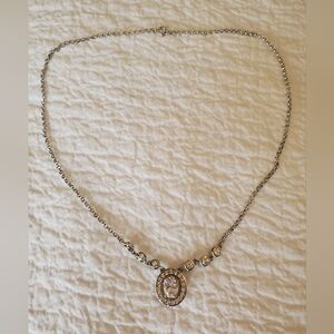 Delicate Silver-toned Necklace with Rhinestone Accents